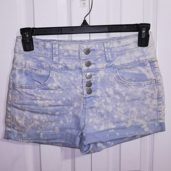 love, Fire Pants - Love Fire acid washed button fly shorts